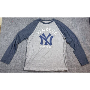 MLB Genuine Merchandise New York Yankees Long Sleeve Shirt Men's L Gray Blue